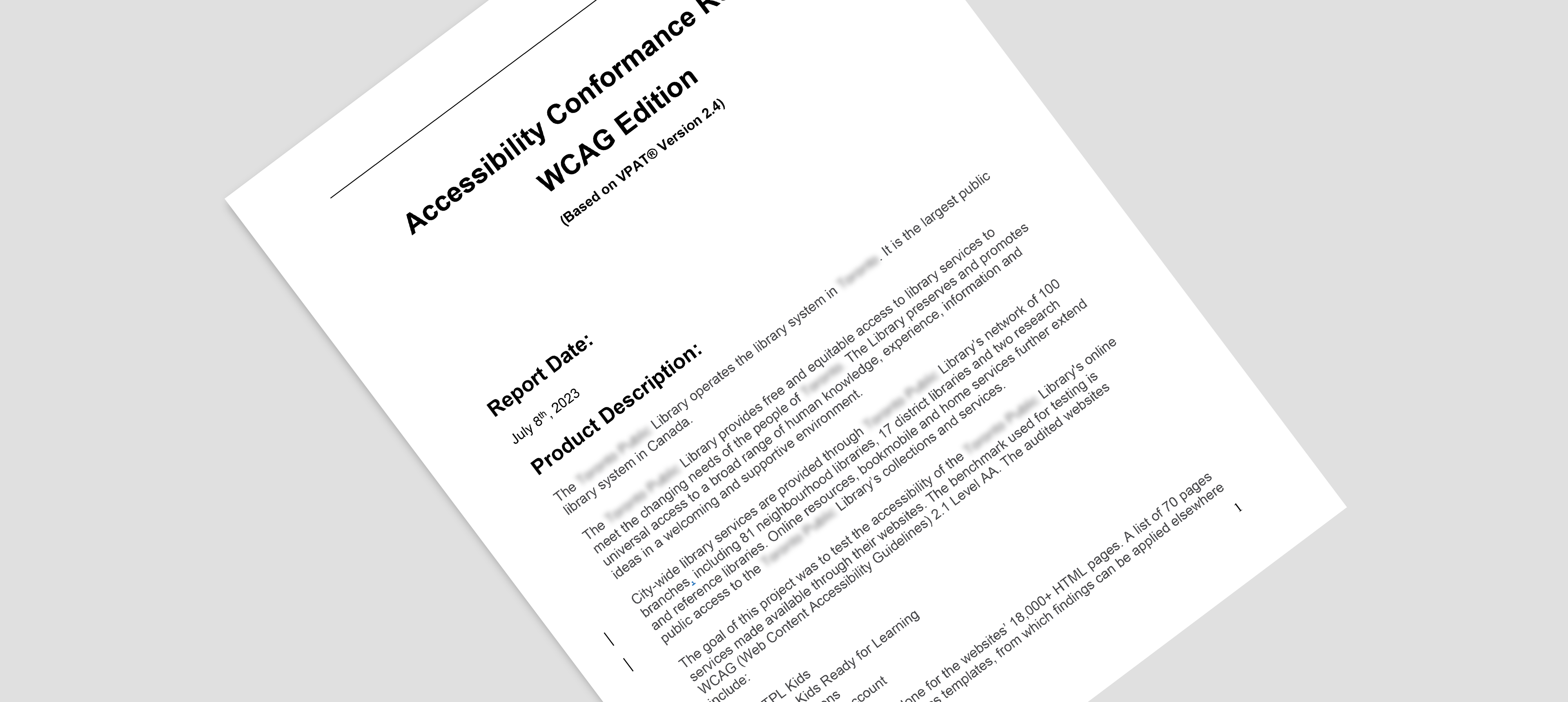 An accessibility conformance report cover page