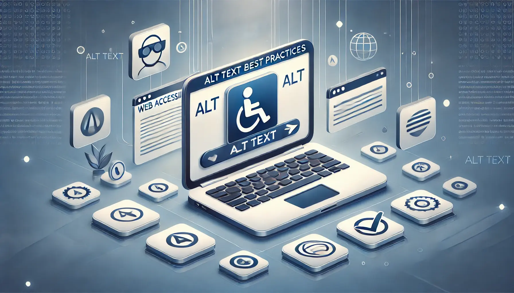 A laptop showcasing visual instructions on enhancing website accessibility for people with disabilities.