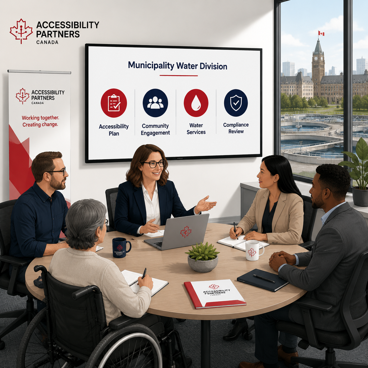 Municipality Water Division accessibility case study meeting focused on accessible public services, community engagement, and inclusive digital communication solutions.
